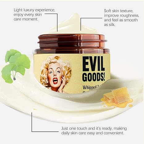EVIL GOODS! Whipped Beef Tallow and Manuka Honey Balm, 4oz, Organic Face Cream, Moisturizer, Body Lotion, Skin Care and Lip Balm